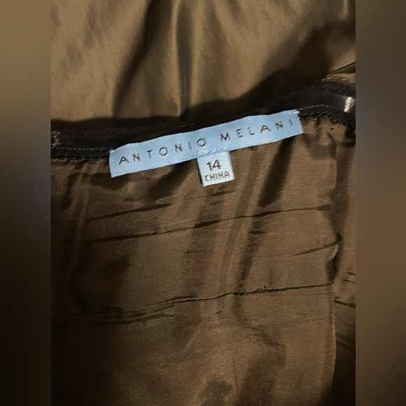 Antonio Melani Olive Green Laser Cut Dress 14 - Picture 8 of 9